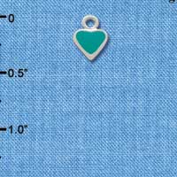 C1391+ - Heart Teal 2 Sided Silver Charm Mini (6 charms per package)