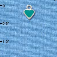 C1391+ - Heart Teal 2 Sided Silver Charm Mini (6 charms per package)