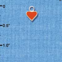 C1392+ - Heart Orange 2 Sided Silver Charm Mini (6 charms per package)