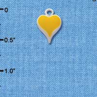 C1397 - Heart Long Yellow Silver Charm Mini (6 charms per package)