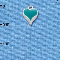 C1398 - Heart Long Teal Silver Charm Mini (6 charms per package)