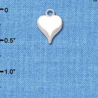 C1400 - Heart Long White Silver Charm Mini (6 charms per package)