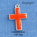 C1407 - Cross Orange Silver Charm (6 charms per package)