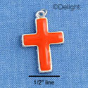 C1407 - Cross Orange Silver Charm (6 charms per package)