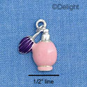 C1411 - Perfume Bottle Pink Purple Silver Charm (6 charms per package)