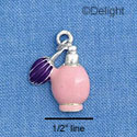 C1411 - Perfume Bottle Pink Purple Silver Charm (6 charms per package)