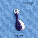 C1414 - Hair Brush Purple Silver Charm (6 charms per package)