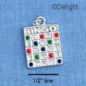 C1422 - Bingo Card Silver Charm (6 charms per package)
