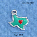 C1428 - Texas Teal Heart Red Silver Charm (6 charms per package)