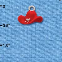 C1431* - Cowboy Hat Red Silver Charm (left & right) (6 charms per package)