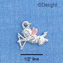 C1438* - Cherub Bow Arrow Pink Silver Charm (6 charms per package)