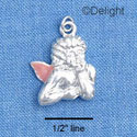 C1441* - Cherub Think Side Pink Silver Charm (6 charms per package)