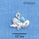 C1443* - Angel Flying Blue Silver Charm (left & right) (6 charms per package)