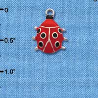 C1447 - Ladybug Red Silver Charm (6 charms per package)