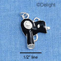C1452 - Hair Dryer Black Silver Charm (6 charms per package)