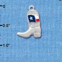 C1455* - Boot Fancy Texas Flag Silver Charm (6 charms per package)