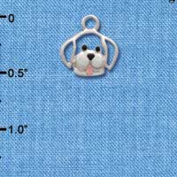 C1490 - Outline Dog Face Silver Charm (6 charms per package)