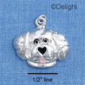 C1491 - Large Dog Face Silver Charm (6 charms per package)