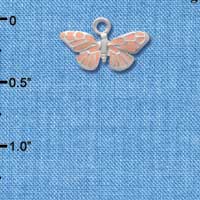 C1504 - Butterfly Monarch Pink Silver Charm (6 charms per package)