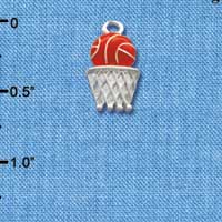 C1517 - Basketball Over Hoop Silver Charm (6 charms per package)