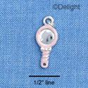 C1525 - Hand Mirror Pink Silver Charm (6 charms per package)