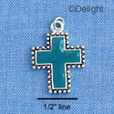 C1536 - Cross Bead Turquoise Silver Charm (6 charms per package)