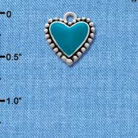 C1538 - Heart Turquoise Fancy Silver Charm (6 charms per package)