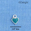 C1539+ - Heart Turquoise 2 Sided Silver Charm Min (6 charms per package)