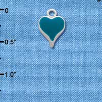 C1540 - Heart Long Turquoise Silver Charm Mini (6 charms per package)