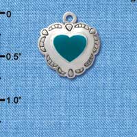 C1582 - Heart Concho Turquoise Silver Charm (6 charms per package)