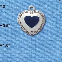 C1584 - Heart Concho Blue Silver Charm (6 charms per package)