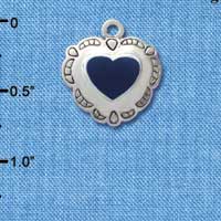 C1584 - Heart Concho Blue Silver Charm (6 charms per package)