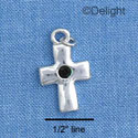 C1587 - Cross Onyx Silver Charm (6 charms per package)