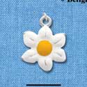 C1591 - Flower Daisy White Silver Charm (6 charms per package)