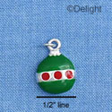 C1619 - Ornament Green Silver Charm (6 charms per package)
