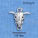 C1641 - Skull Cow Silver Charm (6 charms per package)