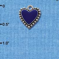 C1664 - Heart Blue Fancy Silver Charm (6 charms per package)