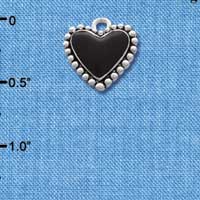 C1665 - Heart Black Fancy Silver Charm (6 charms per package)