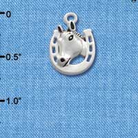 C1679* - Horse head Horseshoe Silver Charm (6 charms per package)