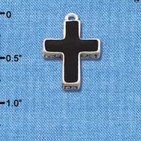 C1680 - Cross Fancy Black Silver Charm (6 charms per package)