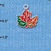 C1786 - Leaf Orange Silver Charm (6 charms per package)