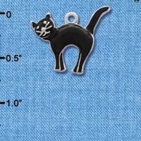 C1788* - Cat Black Silver Charm (6 charms per package)