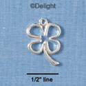 C1830+ - Silver Four Leaf Clover Outline Charm - Silver Charm (left & right) (6 charms per package)