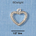 C1834* - Rope Border Silver Heart Charm