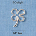 C1835+ - Silver Four Leaf Clover Outline Charm with no Loop - Silver Charm (6 charms per package)