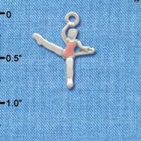 C1837* - Ballet Girl Kicking Silver Charm (6 charms per package)