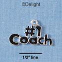 C1850 - #1 Coach Black Large Silver Charm (6 charms per package)