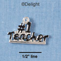 C1853 - #1 Teacher Black Silver Charm (6 charms per package)