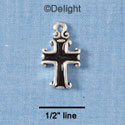 C1864 - Cross Fancy Black Silver Charm (6 charms per package)