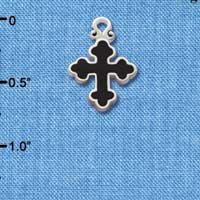 C1865 - Cross Fancy Black Silver Charm (6 charms per package)